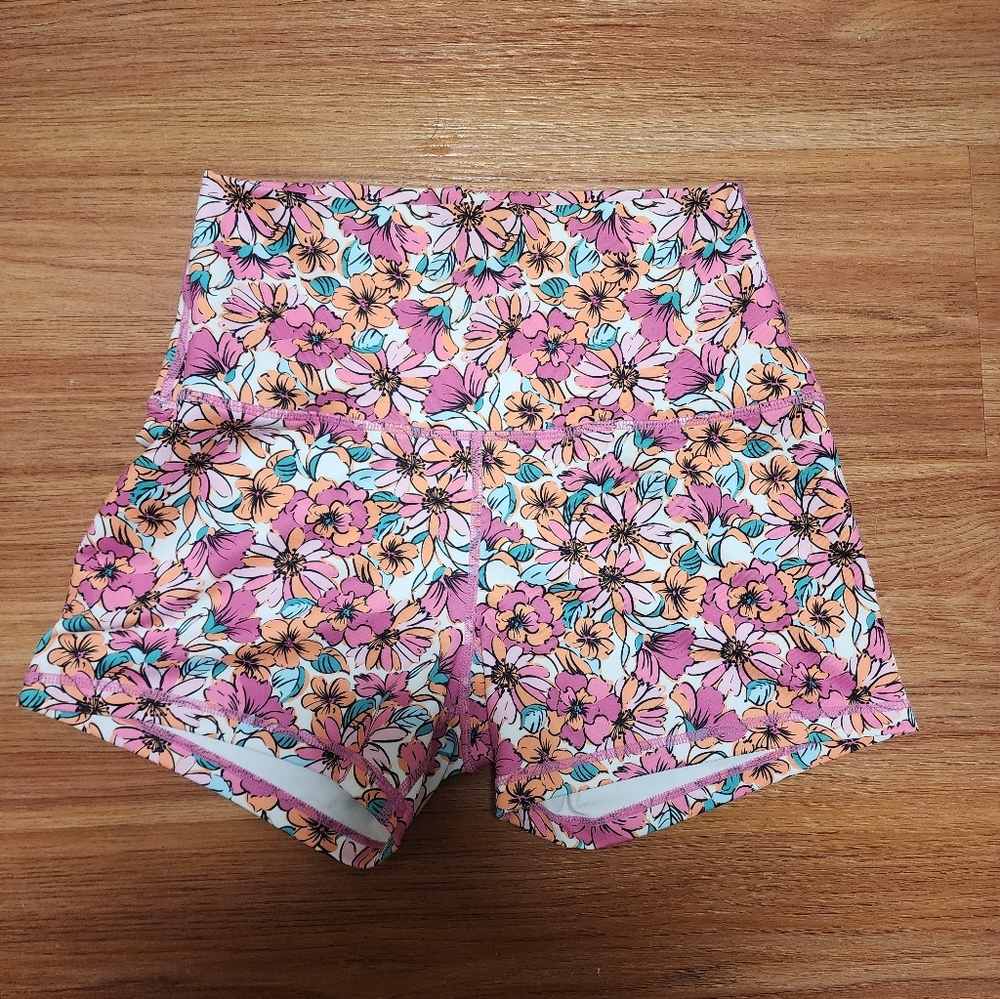 Born Primitive Floral High Waist Women's Shorts - Pink, Orange, Blue